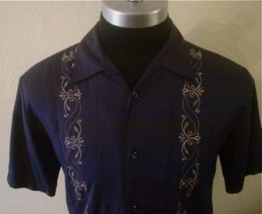   Embroidered Rockabilly 50s Lounge Retro Club Swing Bowling shirt S