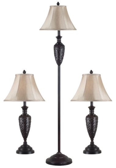 Lorrie Table and Floor Lamp Set 29 H Kenroy Home 80008BRZ  