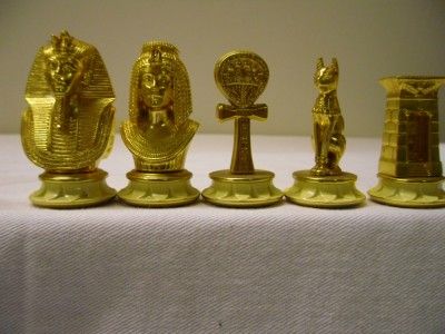 FRANKLIN MINT TRESURE OF TUTANKHAMUN CHESS SET 22 kt GOLD PLATED 