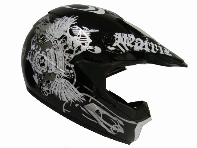 ROYAL BLACK SUN VISOR MOTOCROSS QUAD RACING HELMET ~XL  