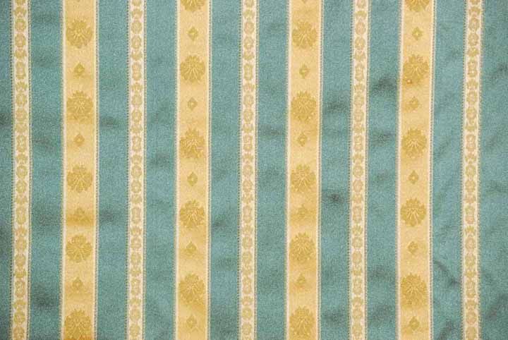 Robert Allen Teal Gold Cream Woven Damask Stripe Drapery Upholstery 