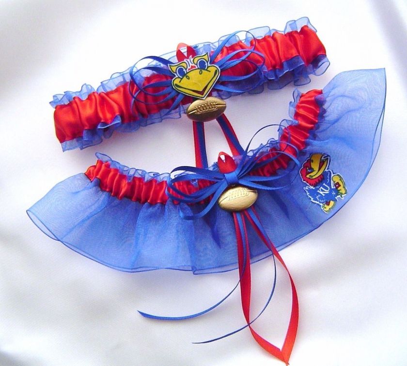 University of Kansas Jayhawks Wedding Garters KU w/Box  