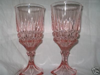 Fostoria crystal HERITAGE Water Goblets PINK glasses  