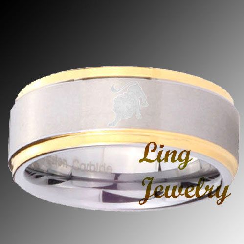 10MM Tungsten LEO Zodiac Engraved Mens Ring SZ 7 14  