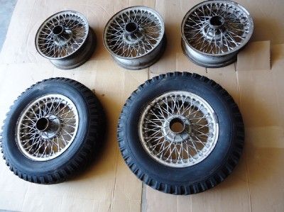 MGB MG 6 WIRE 60 SPOKE WHEELS WHEEL 2 W GOODYEAR TIRES  