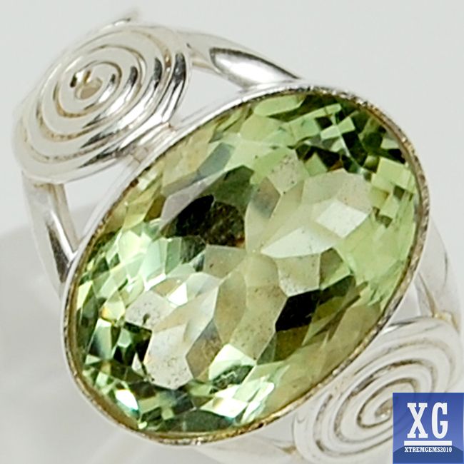 GREEN AMETHYST 925 SILVER RING