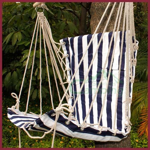   Camping Hammock Canvas Air Sky Swing Chair Hanging Big Stripes Green