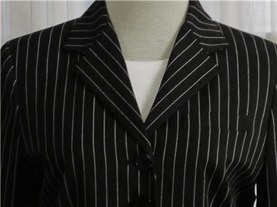 RALPH LAUREN WOMENS BLACK / WHITE STRIPES BLAZER $220  