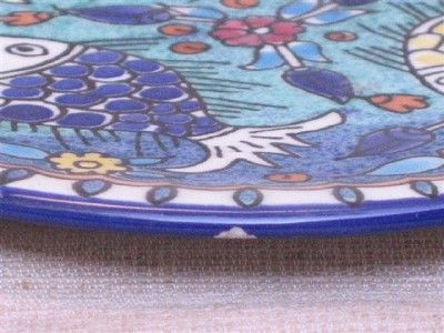 Hand Painted Pottery Fish Plate / Trivet, Unsigned, Unknown  