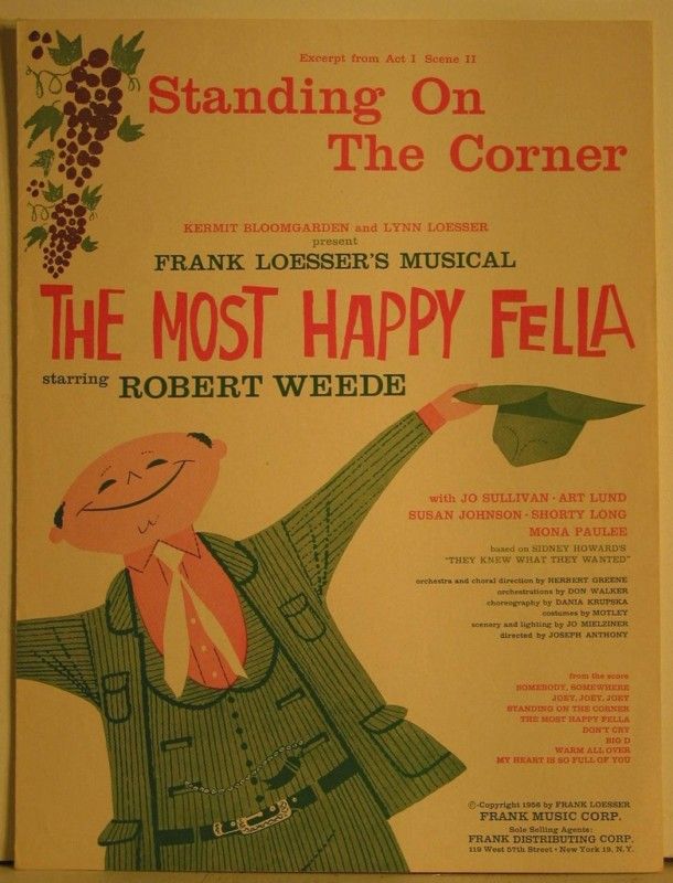 STANDING ON THE CORNER Sheet Music 1956  