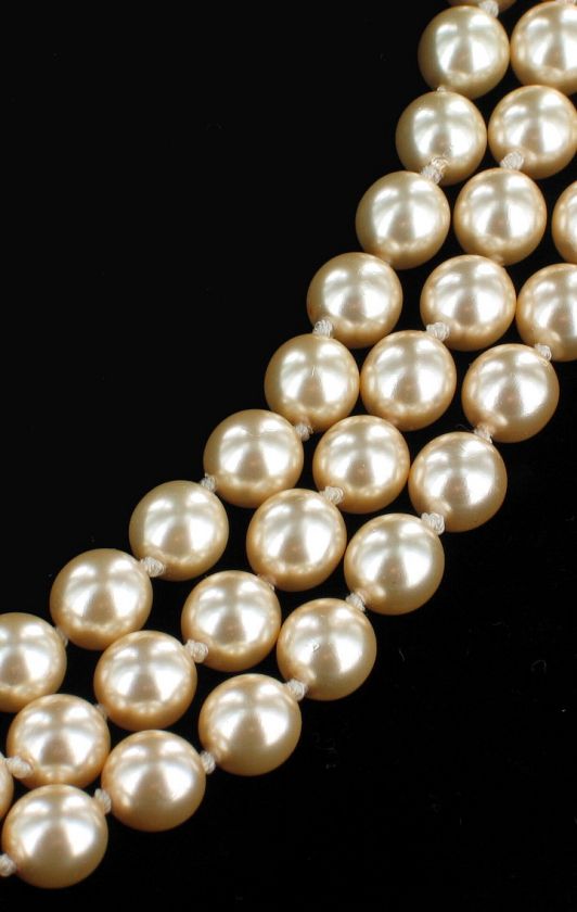 VINTAGE JACKIE KENNEDY 3 STRAND PEARLS FRANKLIN MINT REPLICA SOTHEBYS 