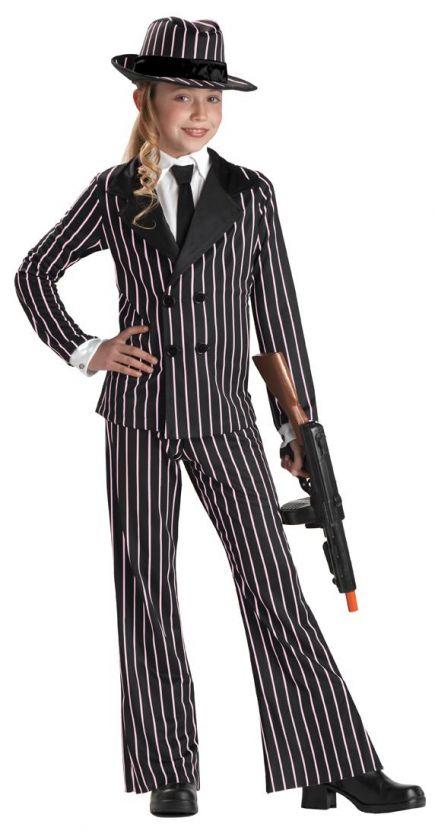 Gangster Girl Moll Pinstriped Halloween Costume