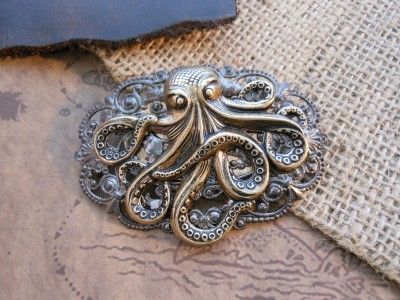 PIRATE KRAKEN / OCTOPUS BROOCH / HAT PIN STEAMPUNK GK2  