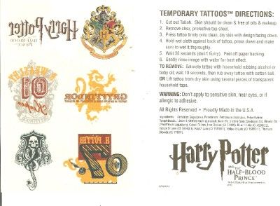 20 PCS~HARRY POTTER and the HALF BLOOD PRINCE TEMP TATTOO ORIGINAL 