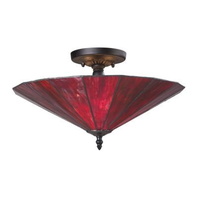 NEW 3 Light Semi Flush Mount Ceiling Lighting Fixture, Black, Red 