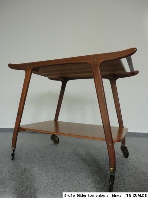 60s Teak Serving Cart Tea Cart Danish Modern 60er Jahre   