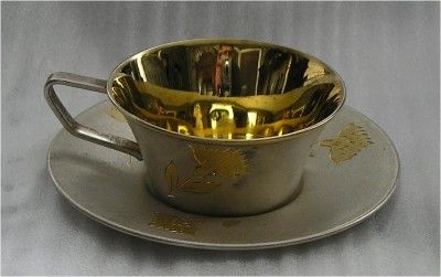 RUSSIAN GILDED SILVER TEA COFFEE CUP 1950S  