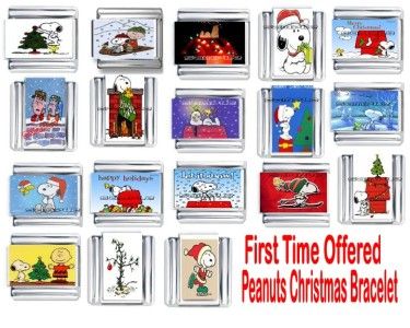 PEANUTS CHRISTMAS BRACELET 18 LINKS 9MM PHOTO CHARMS  