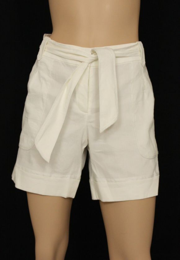 178 ELIE TAHARI WHITE LINEN VISCOSE CONNIE SHORTS 14  