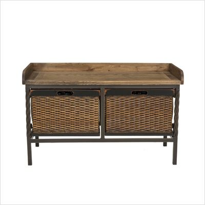 Safavieh Bergen Storage Bench Distressed Antique Pewter & Light Ash 