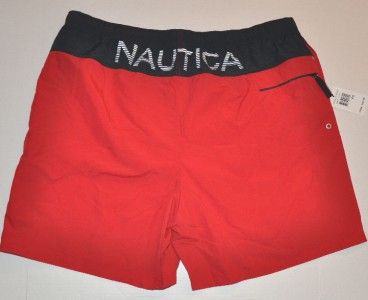 NAUTICA Mens Swim Trunks LOGO Shorts Water New RED  