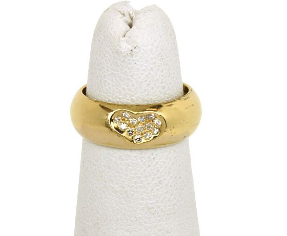 TIFFANY & CO. SOLID 18K YELLOW GOLD & DIAMONDS HEART BAND RING  