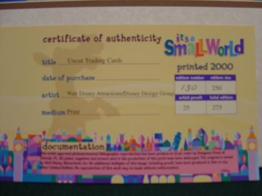 2000 DISNEYANA SMALL WORLD CONV. UNCUT TRADING CARDS LE  