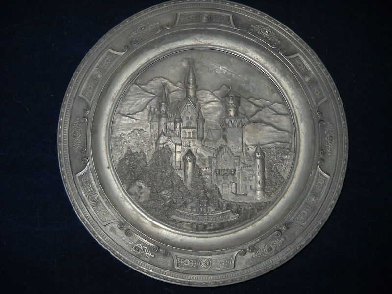 WM F Zinn Pewter Wall Plate SchloB Neuschwanstein 1983  