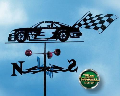 New Swen Weathervane Black Metal Racing Stock Car Roof Mount Model 