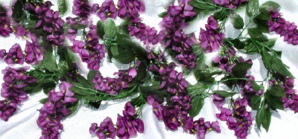 Dark PURPLE Wisteria Garland ~ Silk Wedding Flowers ~ Arch Gazebo 